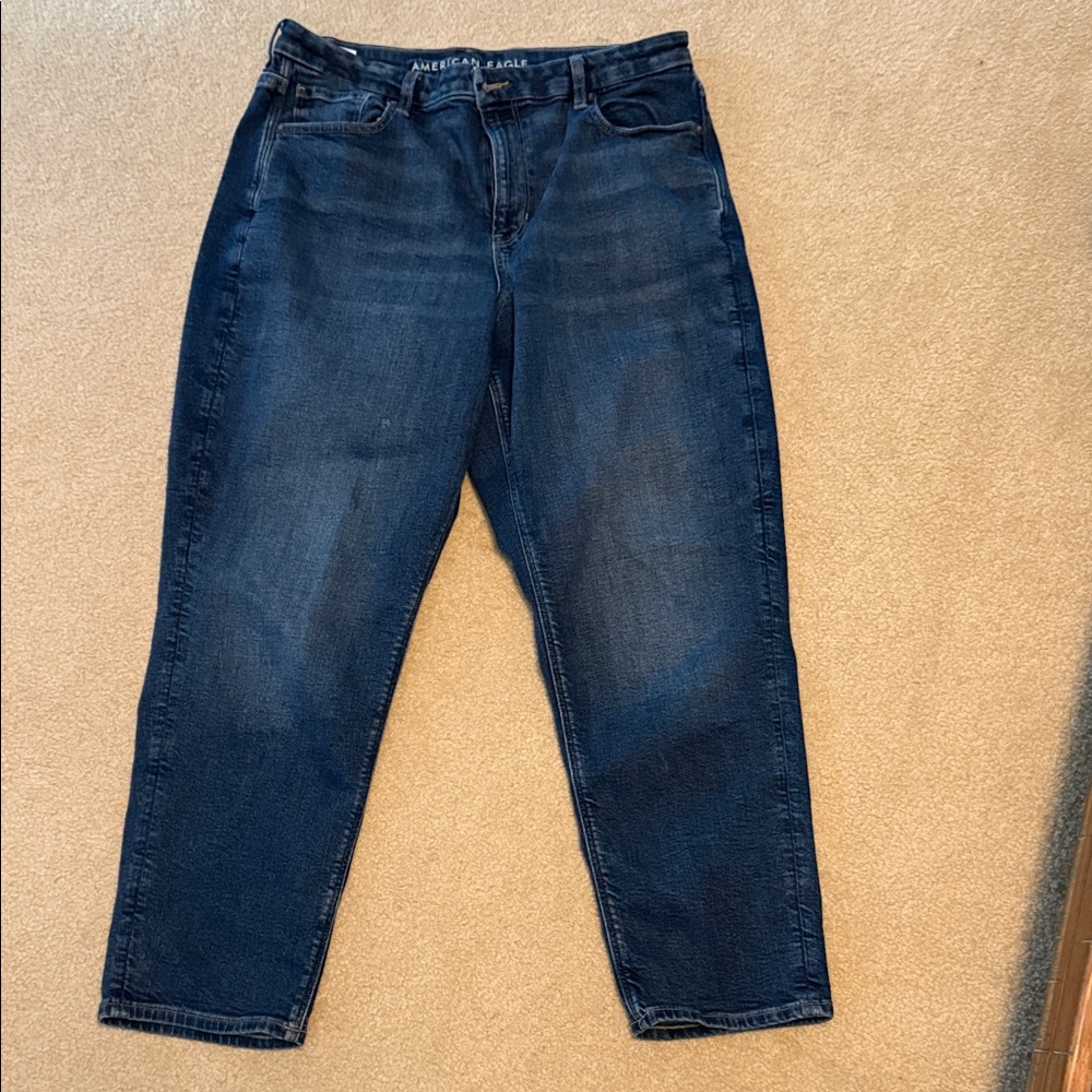 American Eagle Outfitters Women's Dark Blue Straight Leg Jeans